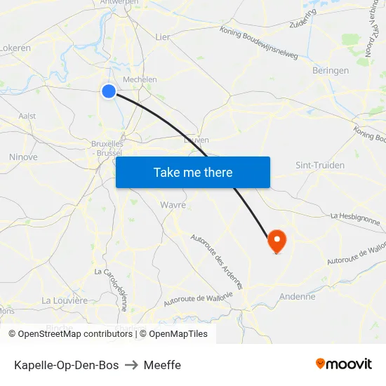 Kapelle-Op-Den-Bos to Meeffe map