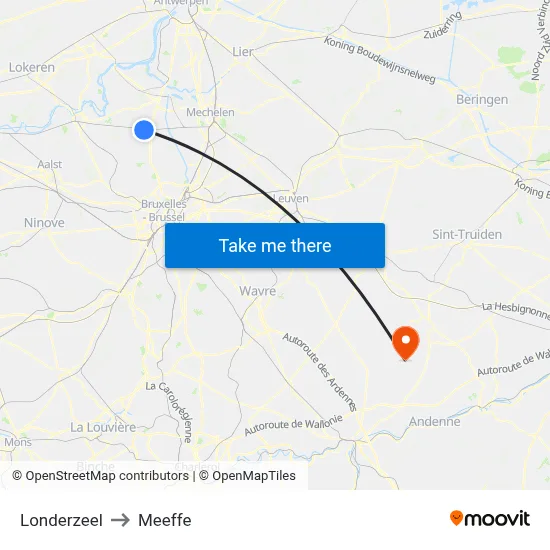 Londerzeel to Meeffe map