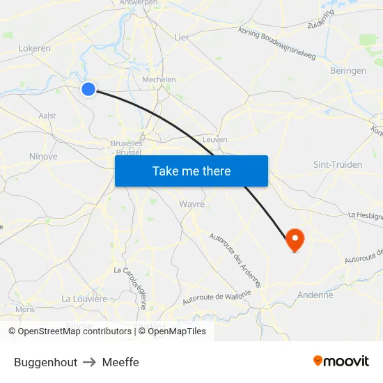 Buggenhout to Meeffe map