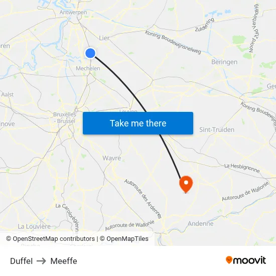 Duffel to Meeffe map