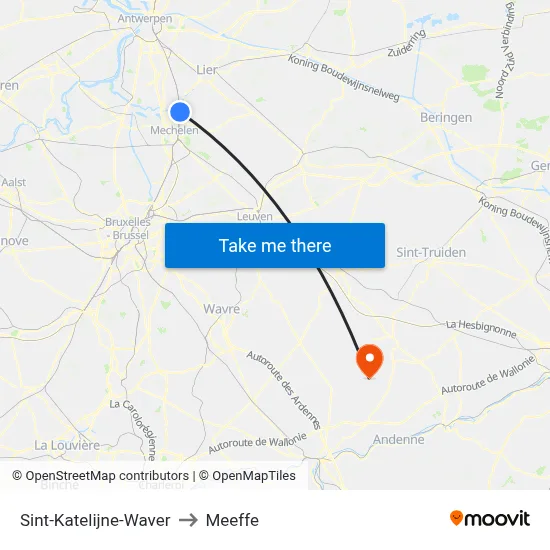 Sint-Katelijne-Waver to Meeffe map