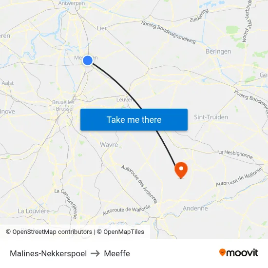 Mechelen-Nekkerspoel to Meeffe map