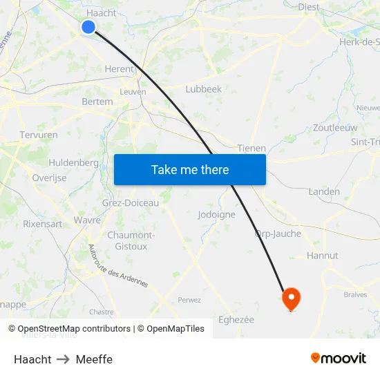 Haacht to Meeffe map
