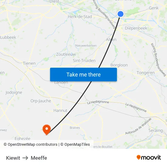 Kiewit to Meeffe map