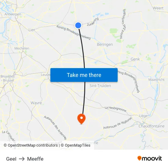Geel to Meeffe map