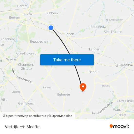 Vertrijk to Meeffe map