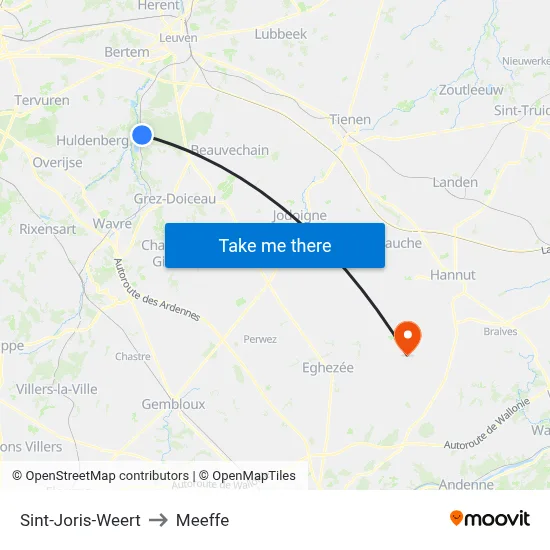 Sint-Joris-Weert to Meeffe map