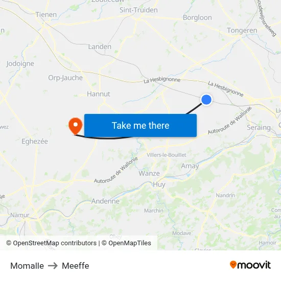 Momalle to Meeffe map