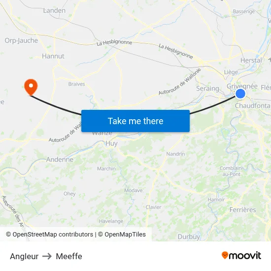 Angleur to Meeffe map