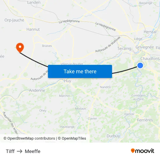 Tilff to Meeffe map