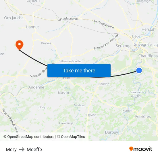 Méry to Meeffe map