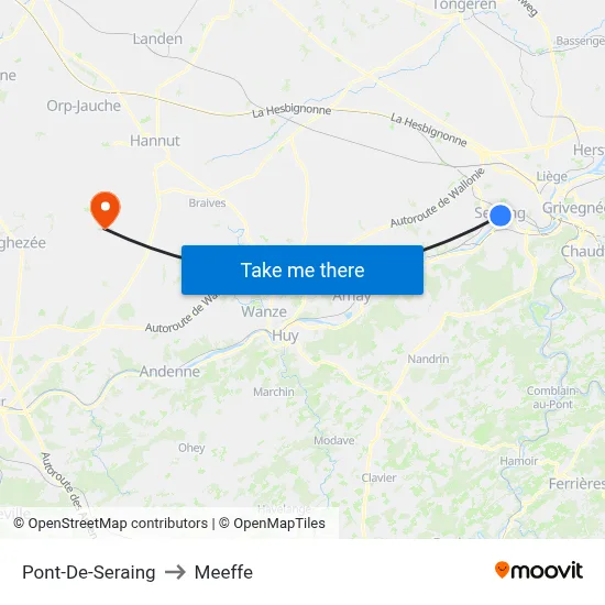 Pont-De-Seraing to Meeffe map