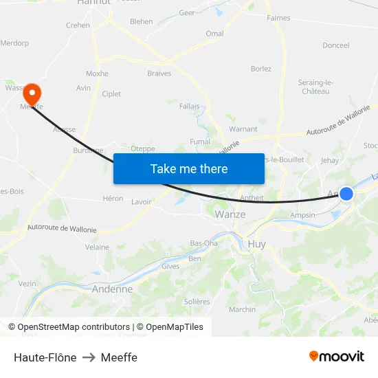 Haute-Flône to Meeffe map