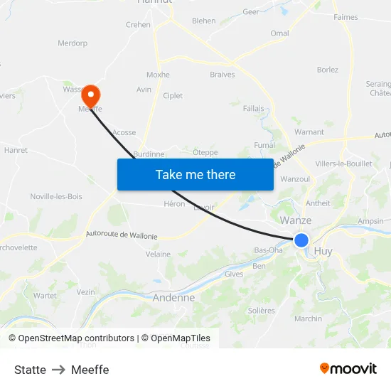 Statte to Meeffe map