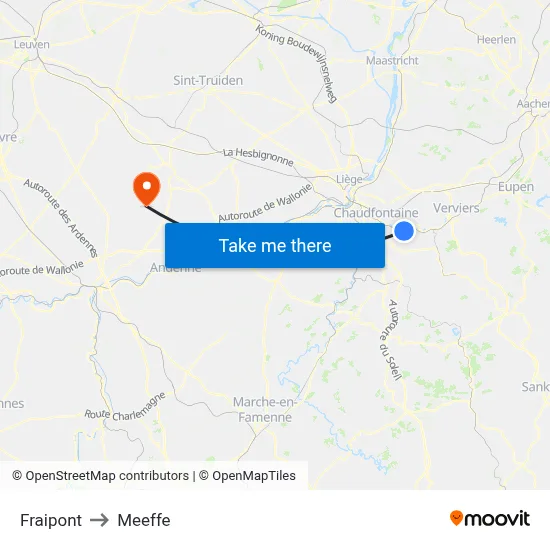 Fraipont to Meeffe map