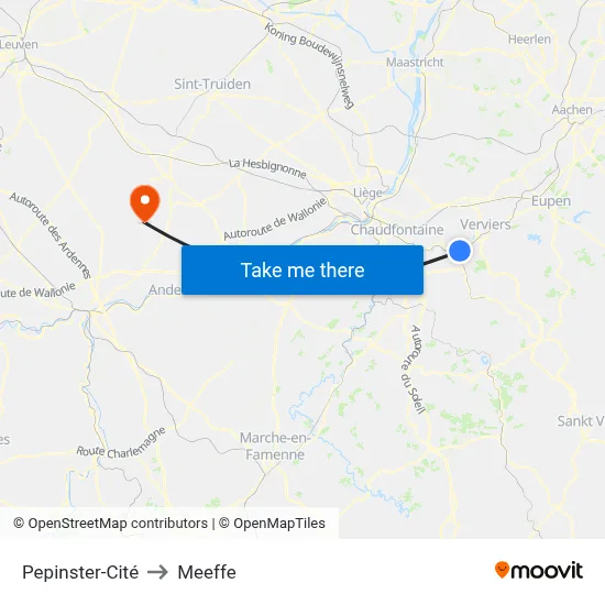 Pepinster City to Meeffe map