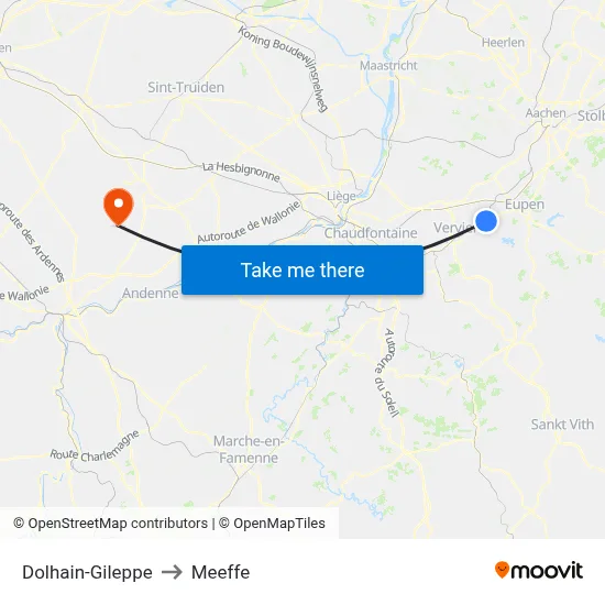 Dolhain-Gileppe to Meeffe map