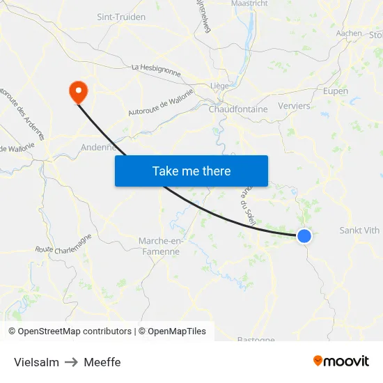 Vielsalm to Meeffe map