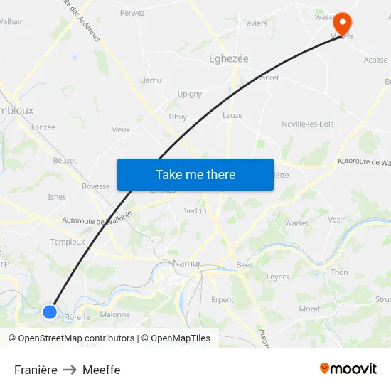 Franière to Meeffe map