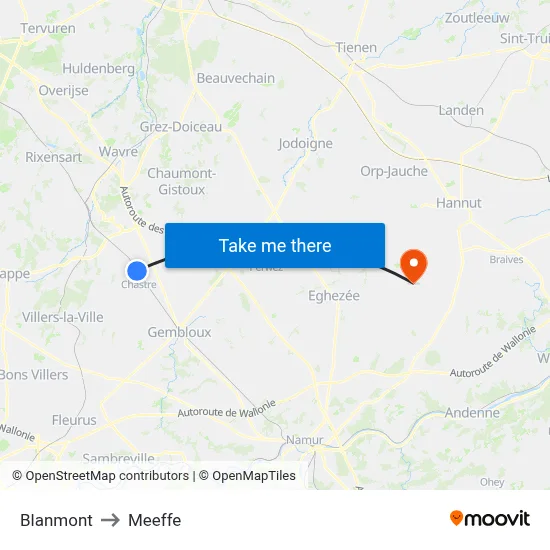 Blanmont to Meeffe map