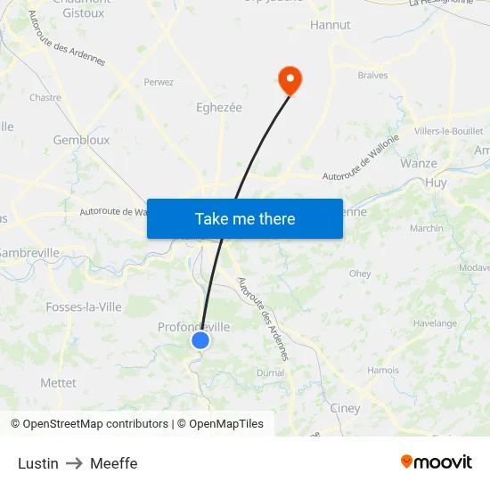 Lustin to Meeffe map