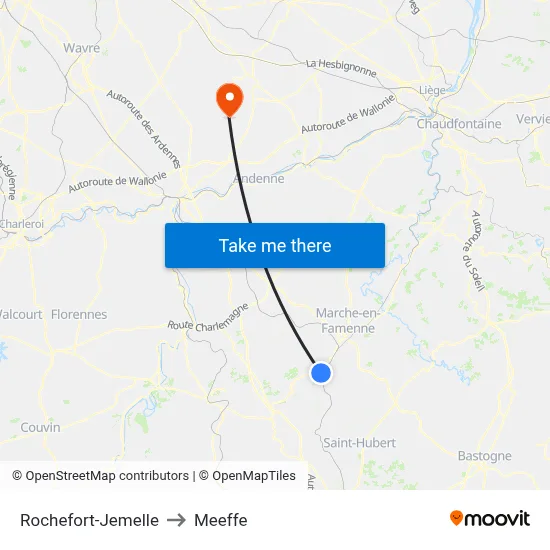 Rochefort-Jemelle to Meeffe map