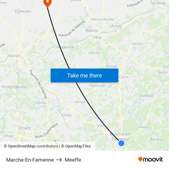 Marche-En-Famenne to Meeffe map