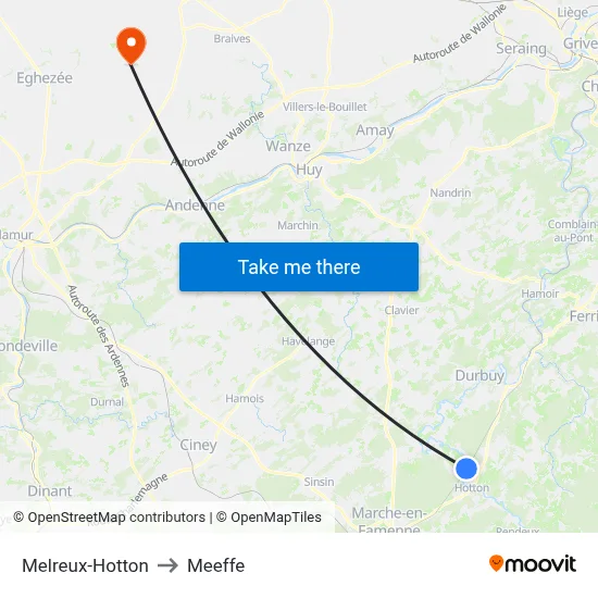 Melreux-Hotton to Meeffe map