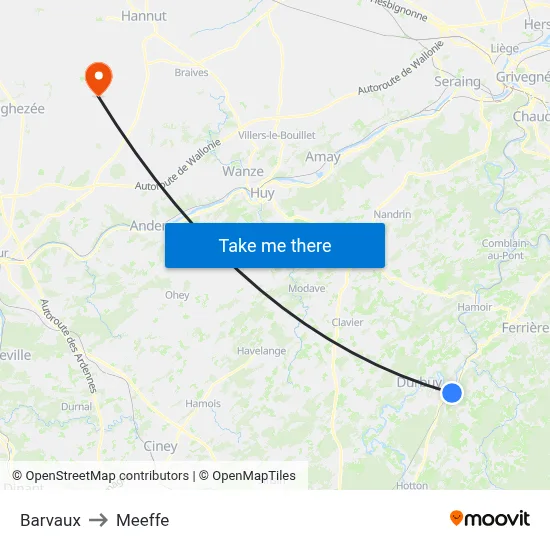 Barvaux to Meeffe map