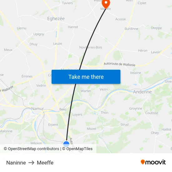 Naninne to Meeffe map