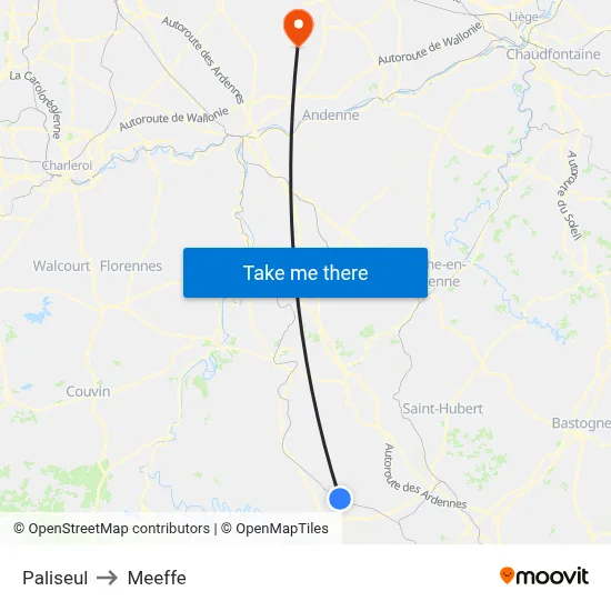 Paliseul to Meeffe map