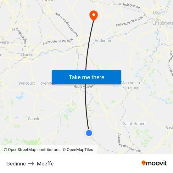 Gedinne to Meeffe map