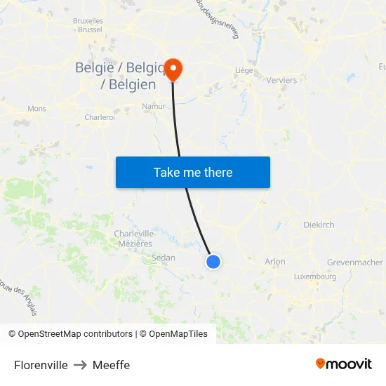 Florenville to Meeffe map