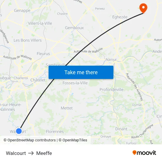 Walcourt to Meeffe map