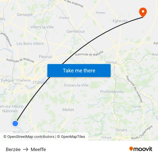 Berzée to Meeffe map