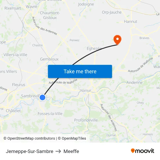 Jemeppe-Sur-Sambre to Meeffe map