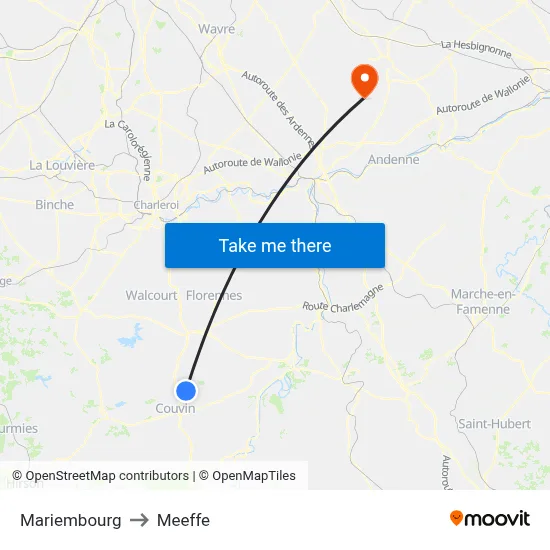 Mariembourg to Meeffe map