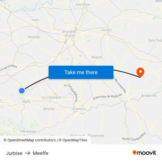 Jurbise to Meeffe map