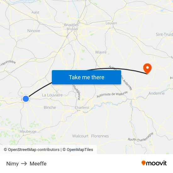 Nimy to Meeffe map