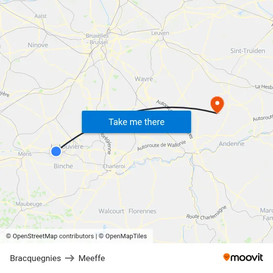 Bracquegnies to Meeffe map