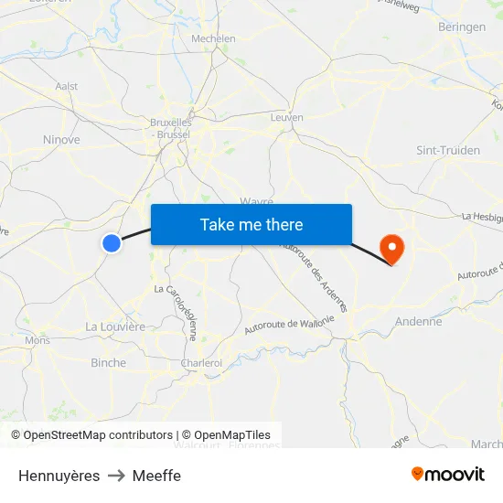 Hennuyères to Meeffe map