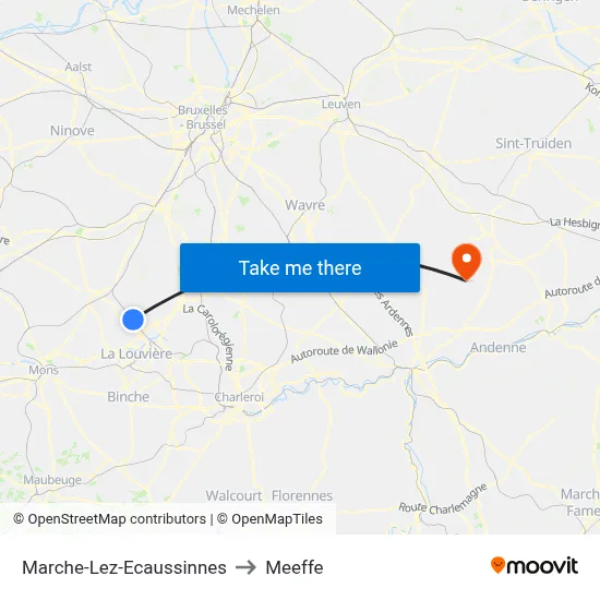 Marche-Lez-Ecaussinnes to Meeffe map