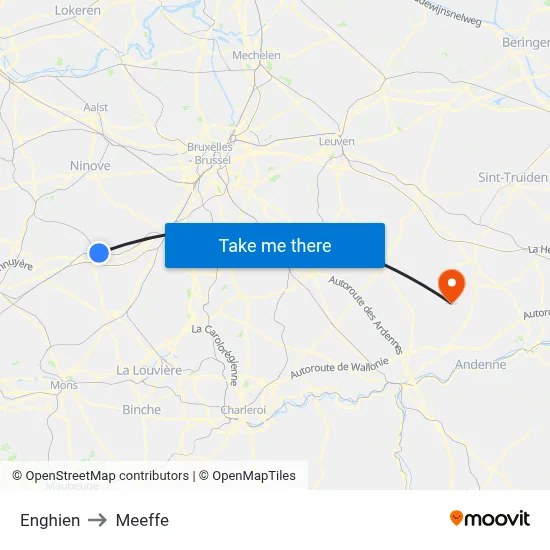 Enghien to Meeffe map