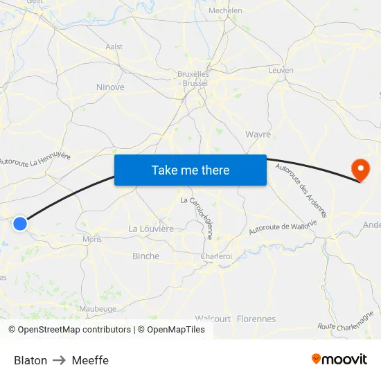 Blaton to Meeffe map
