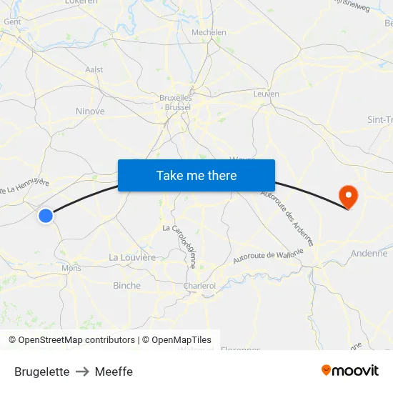 Brugelette to Meeffe map