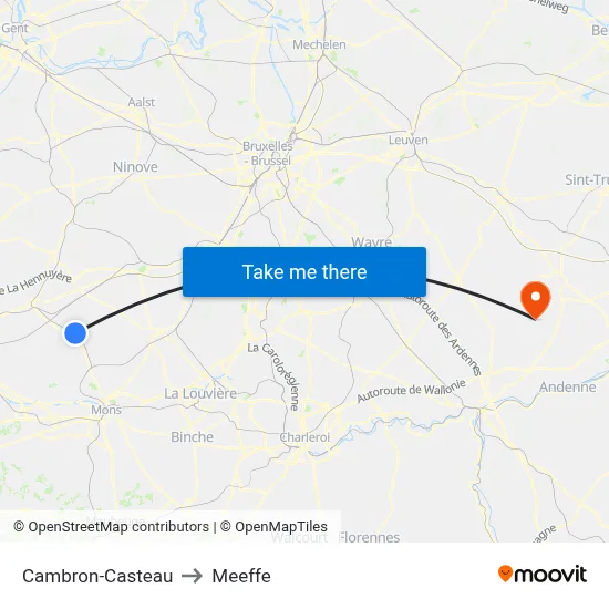 Cambron-Casteau to Meeffe map