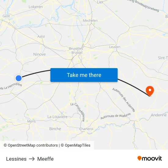 Lessines to Meeffe map