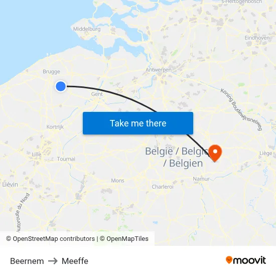 Beernem to Meeffe map