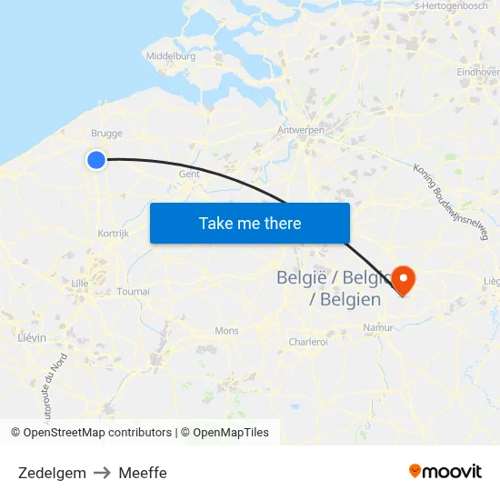 Zedelgem to Meeffe map