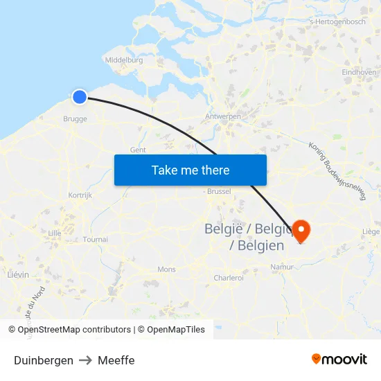Duinbergen to Meeffe map